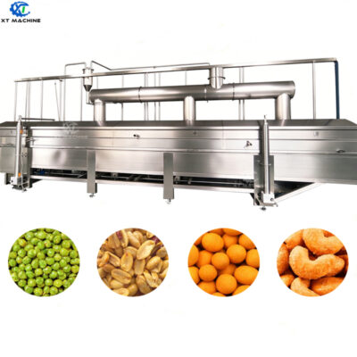 Fully Automatic the Belt Type Continuous Snack Food Nut Frying Machine BBQ Coated Peanut Fryer